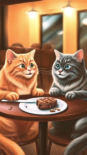 “Two Cats Sneak Into a Restaurant and Enjoy a Meat Feast! 😂🍗