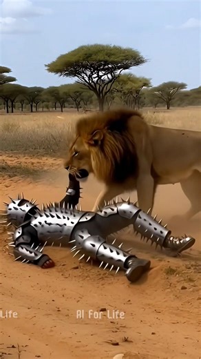Cactus man save his friend from lion's attack #animals #horror #music