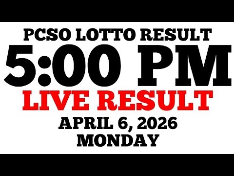 Lotto Result Today 5:00 PM Draw April 6, 2026 Monday PCSO LIVE Result