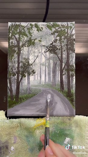 Paint-tober Day 9- Misty Forest #brellianpainttober #misty #trees #fineartist #artistsoftiktok #landscapepainting #acrylicartist