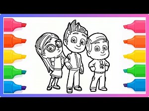 PJ Masks Coloring Pages For Kids | Coloring Amaya, Connor and Greg