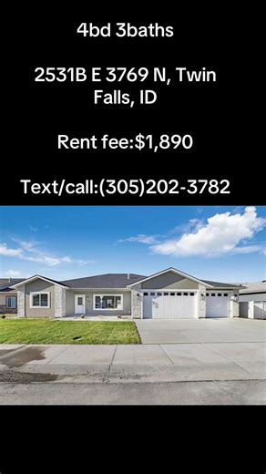 This unique house features a single level split floor plan on 1.82 acres with loafing shed, 4 bedrooms, 2.5 bathrooms, vaulted ceilings, Wider doors and no steps makes this home easy for mobility. 3 car fully insulated garage no steps from garage to laundry room, water softener (owned), kitchen appliances.#twinfallsidaho #idaho #housetolet #apartmentliving #tictok