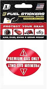 Premium Gas Only Sticker - 93, 91 Octane Sticker for Fuel Caps on Sports and Race Cars, Import and Domestic Vehicles - Weather Proof, Extreme Stick, Premium Only by Fuel Stickers - USA Made (1 Pair)
