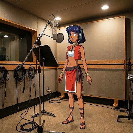 Anime Character Recording the Nadia OST in a Real Studio #ai영상