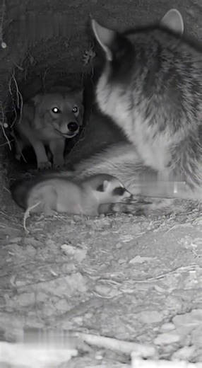 Coyote Breaks Into Raccoon Den — Mother Fights to Protect Her Babies! ‪@Shorts‬