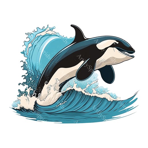 Orca Whale Clipart PNG, Majestic Cartoon Orca Riding Wave, Transparent Ocean Animal Illustration for Stickers, Decor, Digital Clip Art, DIY - Etsy