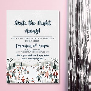 Winter Ice Skating Party Invitation, Holiday Event (digital Download) - Etsy