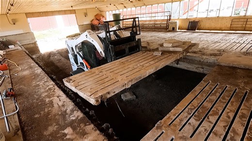 Cleaning up the gravel pile on the farm