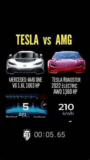 1063 HP Mercedes AMG 1 vs 1300 HP Tesla roadster 2022 #race #tesla #amg #dragrace #fast #Mercedes