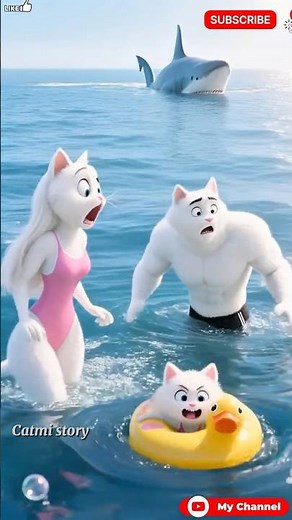 They Escaped the Shark… or Did They? | Catmi Story #funny #cartoon #animation #cats