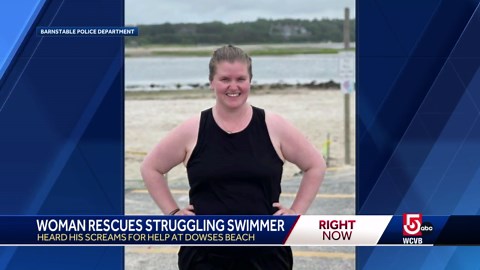 Mass. woman helps save swimmer in distress on Cape Cod beach