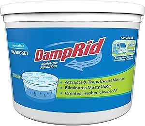 DampRid Fragrance Free 2.5 lb. Hi-Capacity Bucket - Moisture Absorber for Fresher, Cleaner Air in Large Spaces (FGAM50)