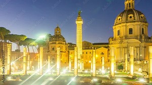 Time lapse of Roman Forum in Rome , Italy . Roman Forum was build in time of Ancient Rome as the site of triumphal processions and elections. It is famous tourist attraction of Rome , Italy .