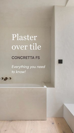 Brush & Trowel on Instagram: "Concretta FS is the best plaster for showers! Designed for humid areas, it can be applied directly onto tile with minimal prep, giving a natural, seamless concrete look. Perfect for modern spaces. 🛁 We’ll be hosting our first ever Concretta Demo Night on Wednesday November 6th from 4-6pm at the store - Make sure to reserve your spot ahead of time! #ConcrettaFS #PlasterFinish #MeodedPaint #meoded #plasterovereverything #plastershower #plasterfinish #plaster #interio