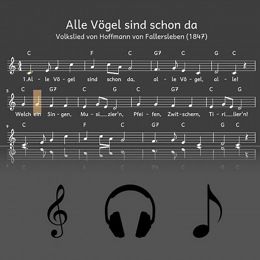 #Shorts: Lied: Alle Vögel sind schon da (Jahreszeit, Frühling, Tiere / Melodie, Akkorde, Noten,Text)