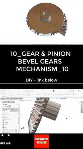 Mechanism 10: Gear & Pinion Bevel Gears #3d #solidworks #tutorial #cad #drawing #engineering #design