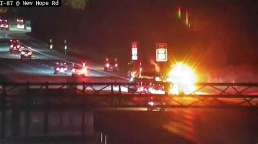 Active vehicle fire closes lanes on I-87 in Wake County, officials say