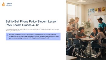 Bell To Bell Phone Policy Student Lesson Pack Toolkit Grades 4-12 PPTX Slides