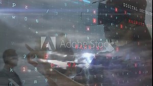 Online security concepts against woman using virtual reality headset