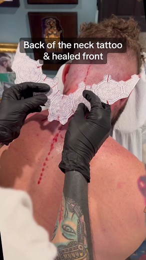 Back of the neck tattoo i did today! And healed front as well! #tattoo #geometricart #geometrictatto #geometrydash #mandalatattoo