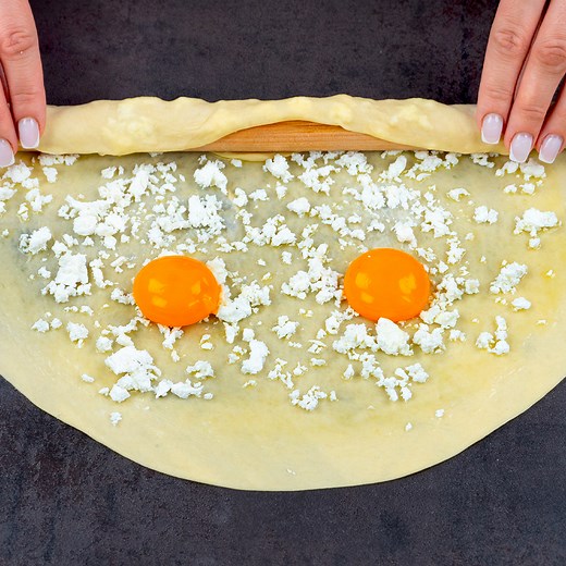 732K views · 2.1K reactions | Once you try this recipe, you will be addicted! Ingredients: water: 200 ml (6.8 fl oz) warm milk: 200 ml (6.8 fl oz) sugar: 50 g (1.8 oz) dried yeast: 10 g (0.4 oz) salt: 20 g (0.7 oz) vegetable oil: 100 ml (3.4 fl oz) eggs: 2 pc flour: 750 g (26 oz) eggs: 12 pc melted butter: 100 g (3.5 oz) cottage cheese: 600 g (21 oz) yolk: 2 pc | Cookrate | Facebook