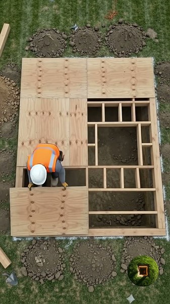 Luxury Mansion Backyard → Hidden Luxury Underground Bunker