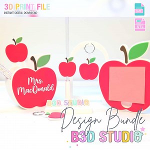Apple Theme 3D Print File Bundle: Pen Holder, Sticky Note Holder (digital Download) - Etsy Australia