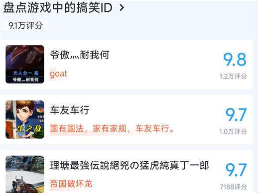 盘点游戏中的搞笑ID 网友评分！