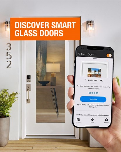 Smart glass doors that switch from clear to opaque in an instant, powered by Hubspace. | The Home Depot