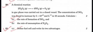 A chemical reaction2 \mathrm {N} _ { 2 } \mathrm { O } _ { 5 }... | Filo