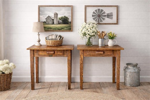 Antique Early 1900's Solid Wood Craftsman Large Oak End Tables - a Pair - Etsy