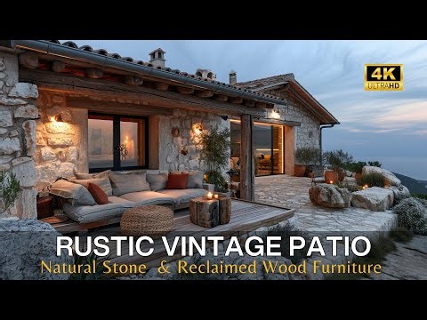 Transform Your Outdoor Space: Rustic Vintage Patio Design - Natural Stone & Reclaimed Wood Furniture