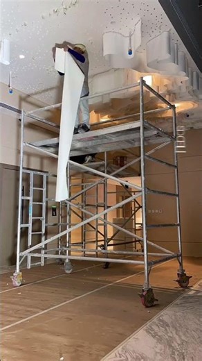 Wavy Fabric Stretch Ceiling Installation | Modern Ceiling Design