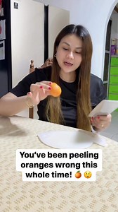 24K views · 244 reactions | Struggling with peeling oranges?  Here’s a simple trick that makes it SO much easier! Just slice off the top and bottom, slit the side, and unfold—voilà! No sticky fingers, no hassle, just an easy way to enjoy your orange! Who’s trying this today? ✨#LifeHack #OrangeHack #FoodTricks #FruitLover #EasyPeel #KitchenTips #MindBlown #WhyDidntIKnowThis #GameChanger #FoodieTips | Michelle Reyes | Facebook