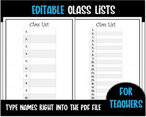 Blank Class List - Editable File | Classroom List Template | Class List Download