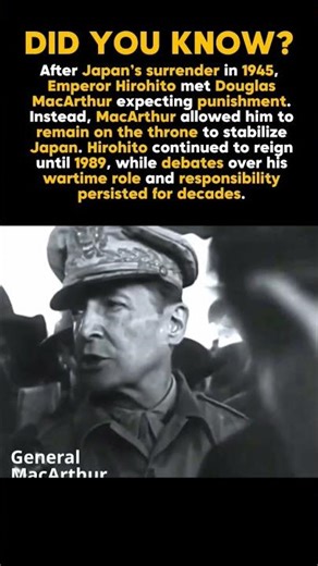 MacArthur Spared Hirohito After Japan’s Surrender #history #ww2 #war #shorts