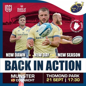 📣Munster Rugby are BACK!!📣 Munster Rugby take on Interpro rivals Connacht on Saturday 21st September, in what is sure to be an INCREDIBLE start to the season!📣 Get your tickets NOW, from €20, to be in on all the action from the start for Munster's 2024/2025 campaign!🏉 | Munster Rugby Supporters Club
