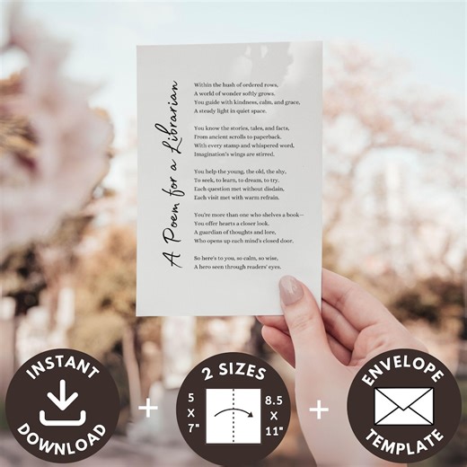 Librarian Gift Card Printable Library Appreciation Thank You Card Book Lover Reading Teacher School Library Meaningful Keepsake - Etsy Canada