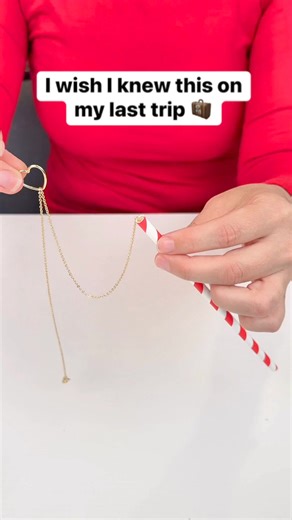 Use a straw to prevent tangles #necklace #jewelry #travel #packing | Liz & Jeff