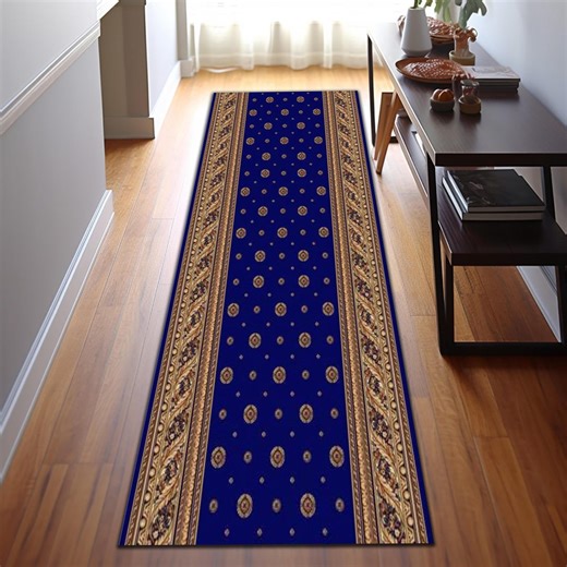 Classic Blue Runner Rug, Traditional Hallway Rug, Washable Non Slip Long Floor Runner - Etsy