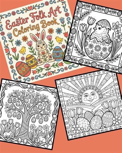 Easter Folk Art Coloring Book, Eastern European Designs (printable PDF) - Etsy