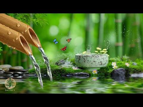Soothing Relaxation Music + Bamboo Water Sounds 🌿 Relieve Stress, Anxiety and Depression, Deep S...