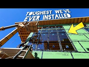 Construction of a MEGA sized Modern Home PT 74 | MONSTER Window Installation