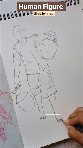 How To Draw Human Figure Step By Step 💯#drawing #shortsfeed #treanding #tutorial #sketch #art