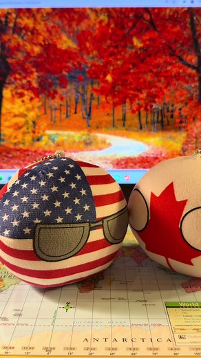USA be like… 🇺🇸😂 Canada: “bro… easy…” 🇨🇦💀 #countryballs #plushies #cute #usa #canada