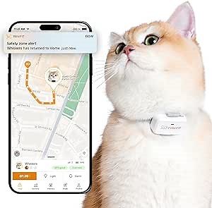 Pawfit Lite for Cats 4g GPS Tracker | Real Time Tracking | Activity Monitoring |Location History | Unlimited Range | Safety Collar Included | Simply White