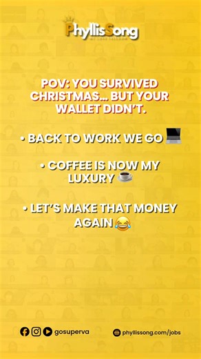 POV: Christmas was fun… until the receipts started haunting you 😭😂 No regrets though, we celebrated, we gave, we enjoyed. Now it’s back to work, back to focus, back to making that VA magic happen 💻✨ Coffee muna ☕ Bawi bukas. Let’s make that money again 😂💛 Apply today 👉 https://phyllissong.com/svaregistrationform See openings https://phyllissong.com/jobs #VAAfterChristmas #VirtualAssistantLife #BackToWork #WorkFromHome #wfh | Super VA