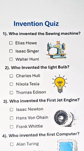 11 reactions | Inventions Quizzes -can you get all of them ?. #invention #inventionsforhome #trivia #quiztime #quizchallenge | Smartify | Facebook