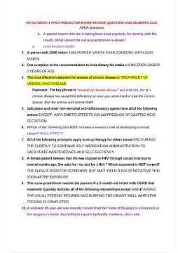 NR 603 Week 4 Apea Predictor Exam Review Questions and answers Latest Updated Version Graded A+