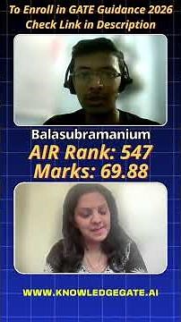 🚀 Balasubramanium: 547 Rank & 69.88 Marks | GATE 2025 Triumph with KnowledgeGate & Sanchit Sir! 💯🎉